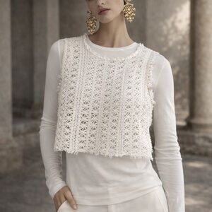 Elegant Cream Crochet Crop Top